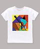 KAVEE 100% Pure Cotton Bio Washed  Half Sleeves Abstract Guitar Printed Tee - White