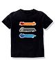 KAVEE 100% Pure Cotton Bio Washed  Half Sleeves Coloured Lines Printed Tee - Black