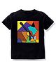 KAVEE 100% Pure Cotton Bio Washed  Half Sleeves Abstract Guitar Printed Tee - Black
