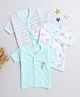 BUMZEE Pack Of 3 Half Sleeves Text Printed & Striped Jhablas - Green & White