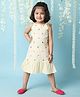 KID1 Sleeveless All Over Flower Embroidered & Frill Bottom Detailed Dress - Yellow