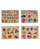 MINDMAKER  Wooden Puzzle with Knobs Educational and Learning Toy for Kids Alphabets Shapes Fruits Vegetables -  4 Pieces