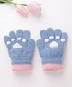 Babyhug Woolen Gloves Pair Paw Design - Sky Blue