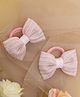 Ribbon candy Set of 2 Glitter Striped Party Bow Hair Rubber Bands - Light Pink