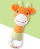 Bonfino Giraffe Plush Rattle Toy - Orange | Soft Plush with Gentle Rattle | Stimulates Sensory Play & Auditory Development | Safe for Newborns & Easy to Hold | Ideal 024 Months | BIS Certified