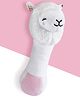 Bonfino Plush Lama Rattle Toy | Non Toxic Toy for Baby| Soft Animal Rattle for New Born Baby | Development Toy for Infants 0 to 24 Months | Sound Toys for Babies |Best Birthday Gift - White & Pink