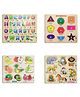 BitFeex Kids Fort Pre Nursery Educational Jigsaw Puzzles Adults Kids Learning Toys ABCD Alphabet Shape & Colors Fruits & Animals Puzzle Toy Wooden Puzzle Set Of 4 - 52 Pieces