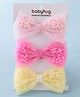 Babyhug Free Size  Headbands With Bow Design Pack of 3- Multicolor