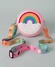 Babyhug Sling Bag  with Rainbow Print  -  Pink