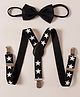 Babyhug Free Size Stars Printed Bow and Suspender Set - Black