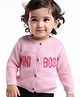 Babyoye Eco-Conscious Cotton Full Sleeves Text Design Sweater  - Pink