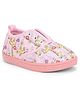 LIBERTY Baby Giraffe & Flowers Printed Slip On Shoes - Pink