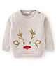 Babyoye Eco-Conscious Cotton Full Sleeves Sweater with Reindeer Design - Grey