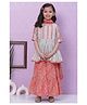 BIBA Half Sleeves Leaf Bands Printed & Tassel Detailed Kurta With Abstract Designed Gharara & Dupatta - Blue