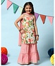 BIBA Sleeveless Vintage Floral & Polka Dot Printed & Lace Embellished A Line Kurta Sharara Suit Set - Turquoise Blue