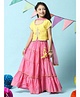 BIBA Half Sleeves Embroidered & Lace Embellished Choli With Foil Printed Lehenga Set - Yellow