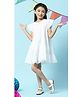 BIBA Frill Cap Sleeves Floral Detailed Schiffli Embroidered Tiered & Flare Dress - White