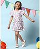 BIBA Half Sleeves Embroidered Floral Lace Detailed Layered A Line Dress - Lilac