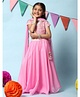 BIBA Half Sleeves  Net Motif Abstract Mirror Work Embroidered Choli & Lehenga Set - Bubblegum Pink