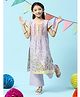 BIBA Half Sleeves Floral Printed  Kurta Palazzo Set - Purple