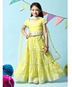 BIBA Half Sleeves Floral Motif Embellished & Printed Choli With Tiered Lehenga Set - Yellow