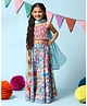 BIBA Sleeveless Abstract Floral Printed Smocked Viscose Short Top & Lehenga Set - Pink