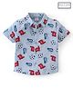 Babyhug Half Sleeve 100% Cotton Knitted Football Printed Shirt - Blue