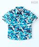 Babyhug 100% Cotton Knit Half Sleeves Regular Shirt with Camo Print - Blue