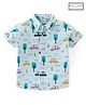 Babyhug Cotton Knit Half Sleeves Regular Collar Shirt Car Print- Blue