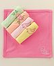 Doodle Poodle Interlock 100% Cotton Wash Cloth Flower Embroidery Pack of 5 - Pink Peach & Yellow