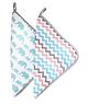 Masilo Organic Muslin 2 Piece Washcloths/Naplin For Baby's/kids Lightweight, absorbent and Fast drying Gentle enough for delicate skin, 0 to 1 Years- Elephant - Mint