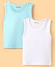 Kanvin Sleeveless Solid Color Thermal Inner Wear Pack of 2 - Aqua Blue & White