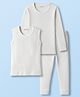 Kanvin Thermal Cotton Solid Colour Full Sleeves Vests with Pajama Pack of 3 - White