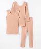 Kanvin Thermal Modal Solid Colour Full Sleeves Vests with Pajama Pack of 3 - Beige