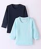 Kanvin Cotton Modal Full Sleeves Thermal Vest Pack of 2 - Aqua & Navy Blue