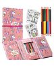 Zyamalox Unicorn Theme Cartoon Colouring Book with 8 Double Side Colour Pencils, Art and Craft Drawing Color Book Set for 3+ Years old Boys, Girls Toddlers, Return Gift for Kids 60 Pages (Assorted Character)