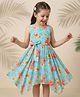 Hola Bonita Woven Sleeveless Floral Print Frock with Handkerchief Hem - Green