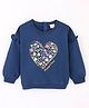 Babyhug Cotton Knit Full Sleeves Sweatshirt with Graphics Sequins & Frill Detailing - Navy Blue