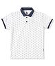 Lil Tomatoes Half Sleeves Seamless Geometric Motif Printed Polo Tee - Ecru Melange