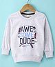 Olio Kids Cotton Sinker Full Sleeves T-Shirt Text Print - Grey Melange