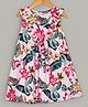 Hugsntugs Cap Cut Sleeves Hawaiian Printed  Dress With Frills At Front Yoke - Pink Green