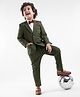 Babyhug Cotton Full Sleeves Party Wear Stretch Fit Suit With Blazer Solid - Olive