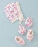 Doodle Poodle 100% Cotton Floral Print Cap Mittens & Booties Set White - Diameter 16 cm