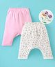 Ben Benny Cotton Knit Full Length Bootie Leggings Floral Print Pack of 2 - Pink & White