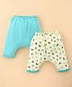 Ben Benny Cotton Knit Full Length Diaper Legging Beach Print Pack Of 2 - Blue & Off White