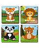 Mini Leaves Wild Animal Themed 4 In A Box Level Up Wooden Puzzles- 36 Pieces