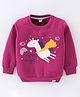 Teddy Cotton Fleece Full Sleeves Sweatshirt Unicorn Print- Purple