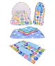 Toddylon New Born Baby Bedding Combo of Mattress with Net Sleeping Bag 4 Pcs Gaddi Set 4 Waterproof Sheets- Blue