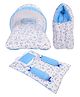 Toddylon Baby Bedding Combo Mattress with Net Sleeping Bag 4 Pcs Gaddi Set - Blue