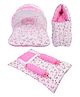 Toddylon Baby Bedding Combo Mattress with Net Sleeping Bag 4 Pcs Gaddi Set - Pink